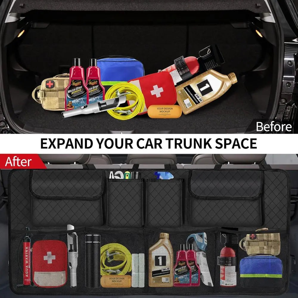 Universal Car Trunk Organizer With Hanging Backseat Storage Pockets