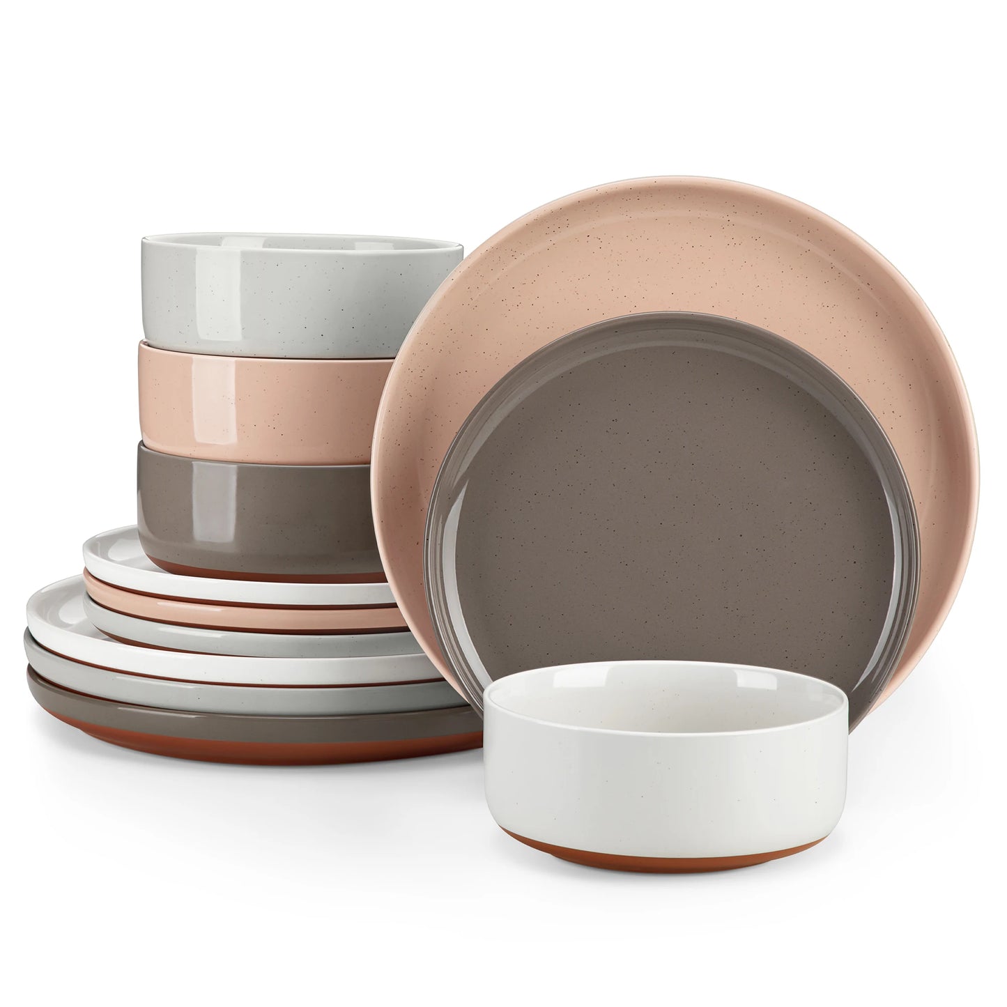 MALACASA Tara Stoneware Dinnerware Set With Curved Edge