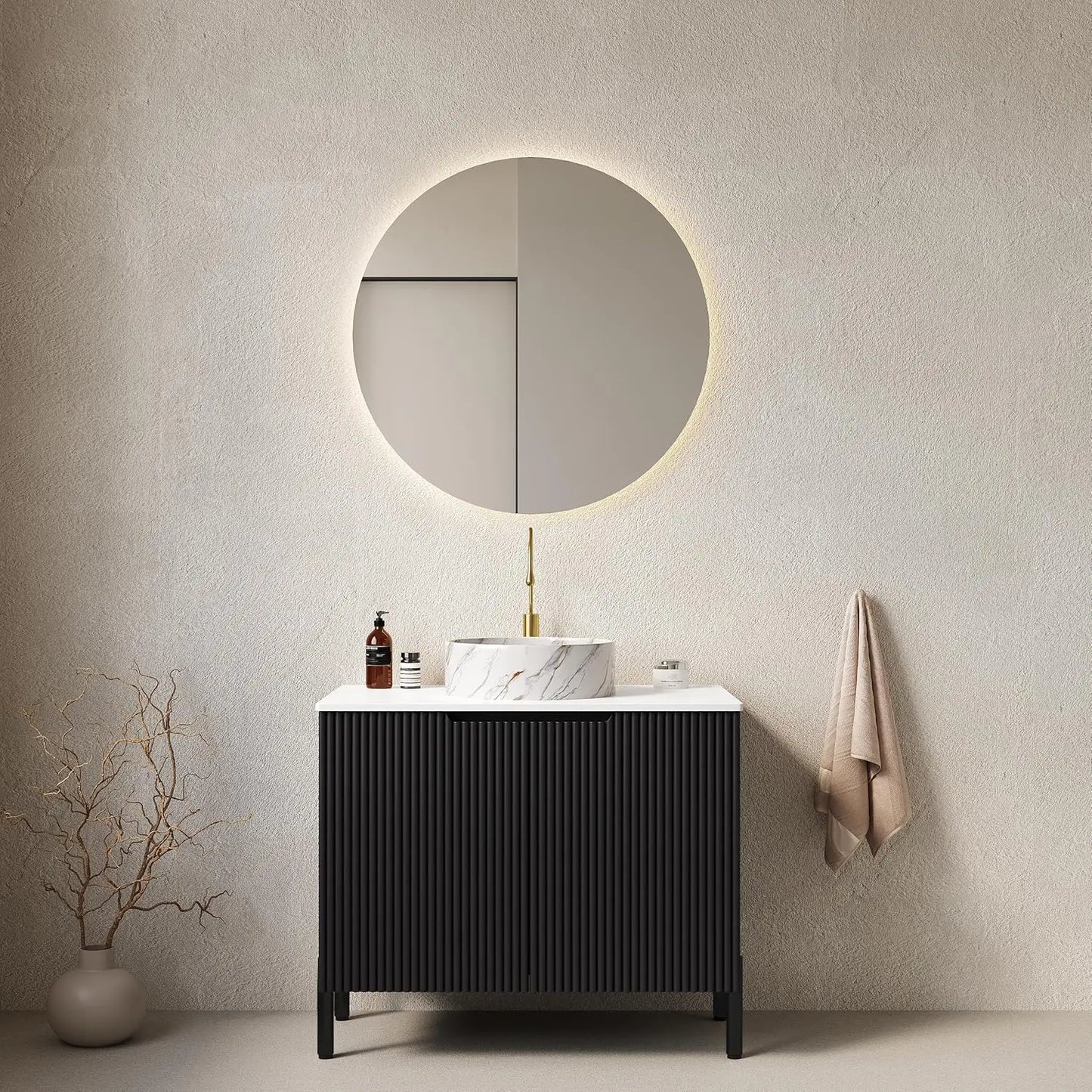 Bathroom Vanity With Ceramic Sink And Freestanding Cabinet