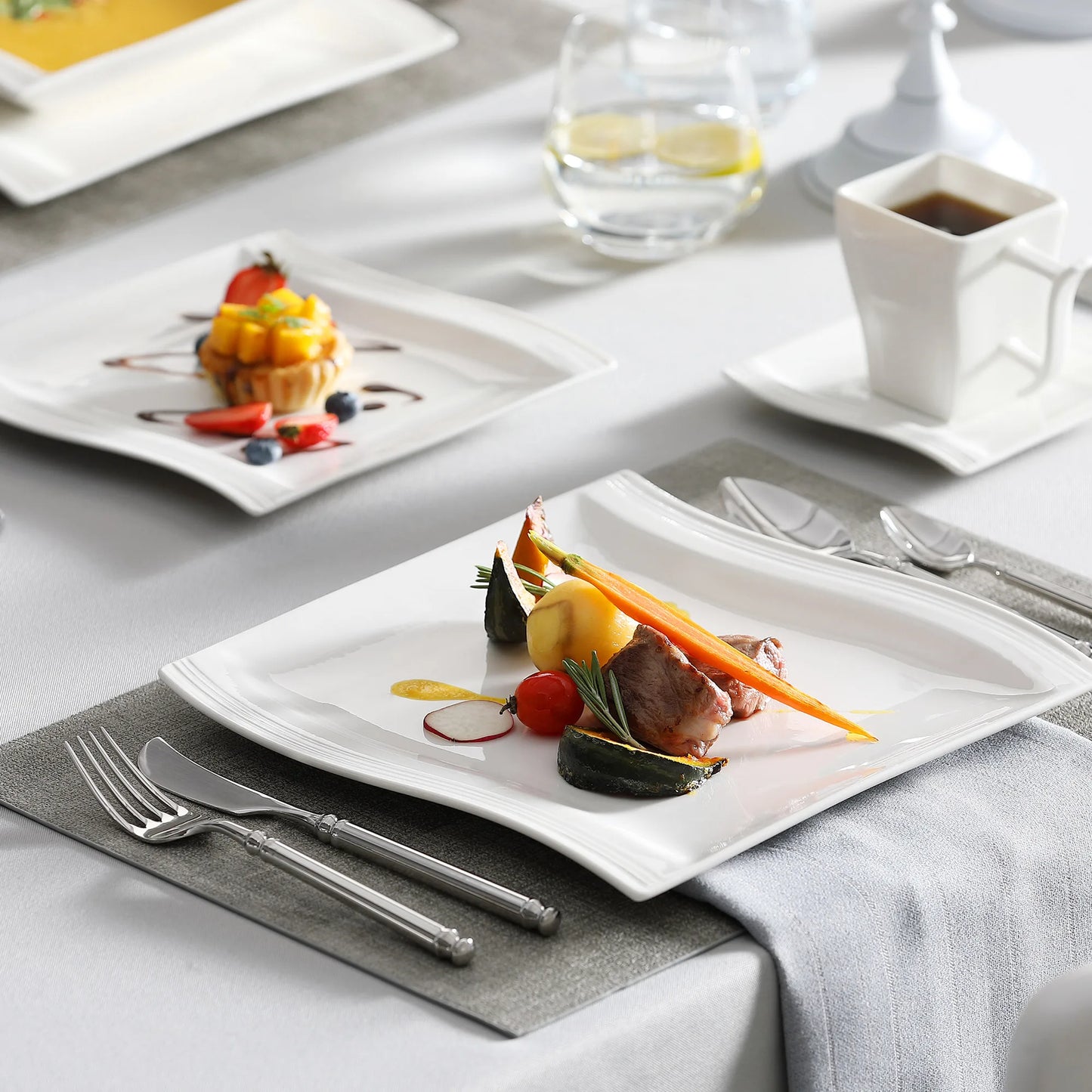 MALACASA Flora Porcelain Dinnerware Set for 12 People