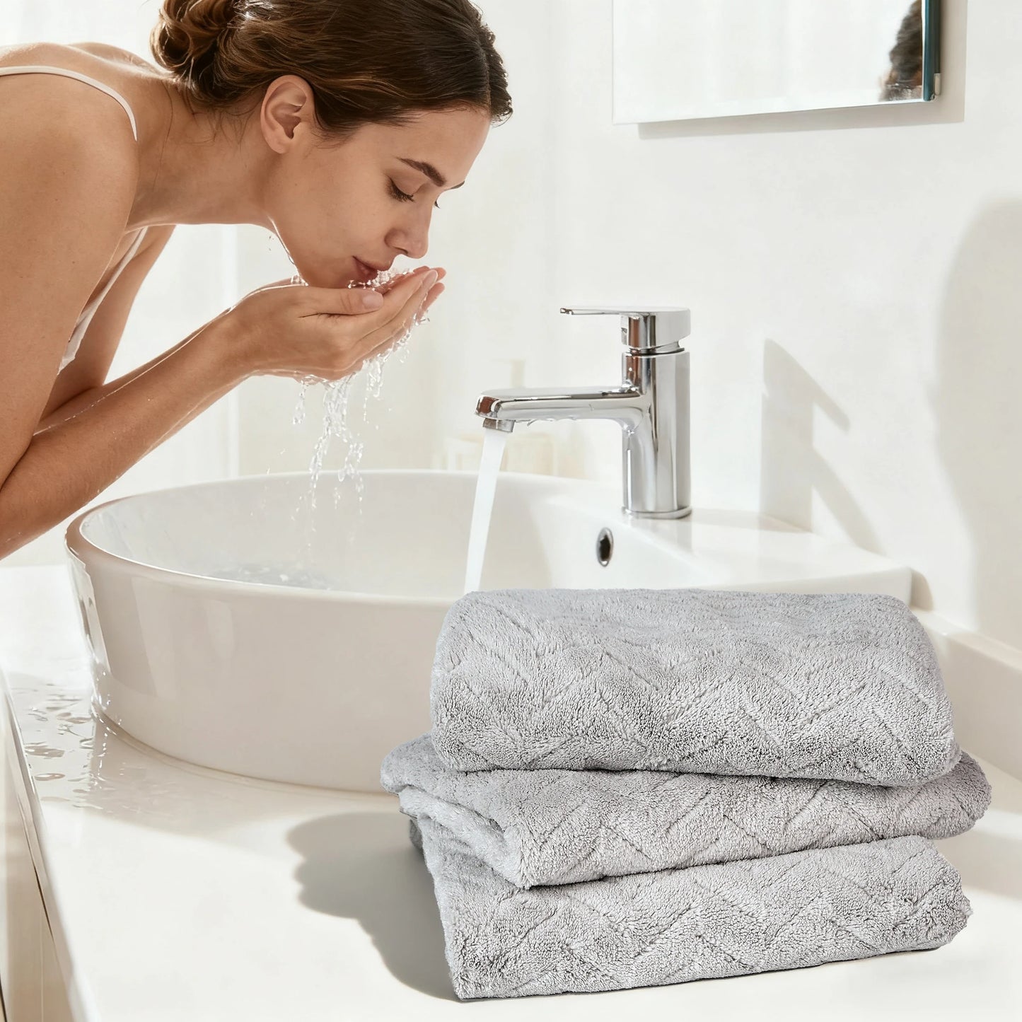 Luxury Microfiber Towel Set Quick Dry Highly Absorbent For Bathroom