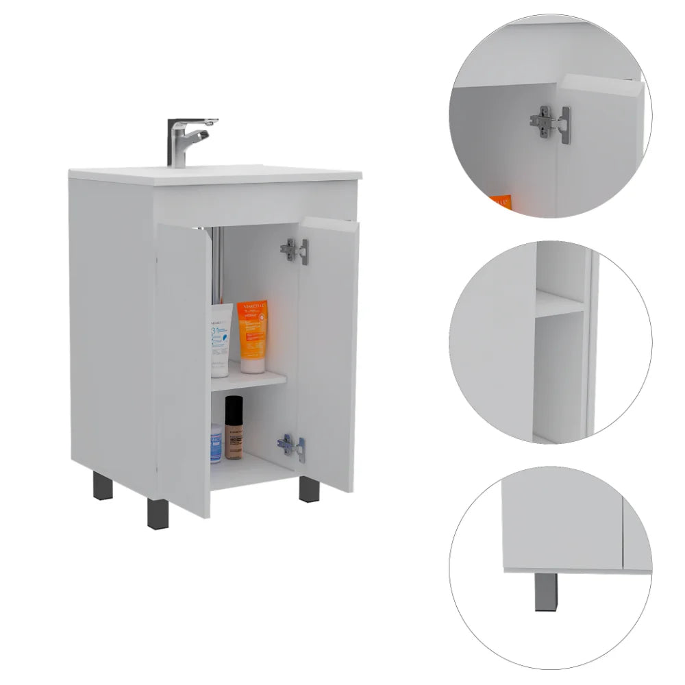 Free Standing Vanity And Linen Cabinet Bathroom Set For Modern Homes