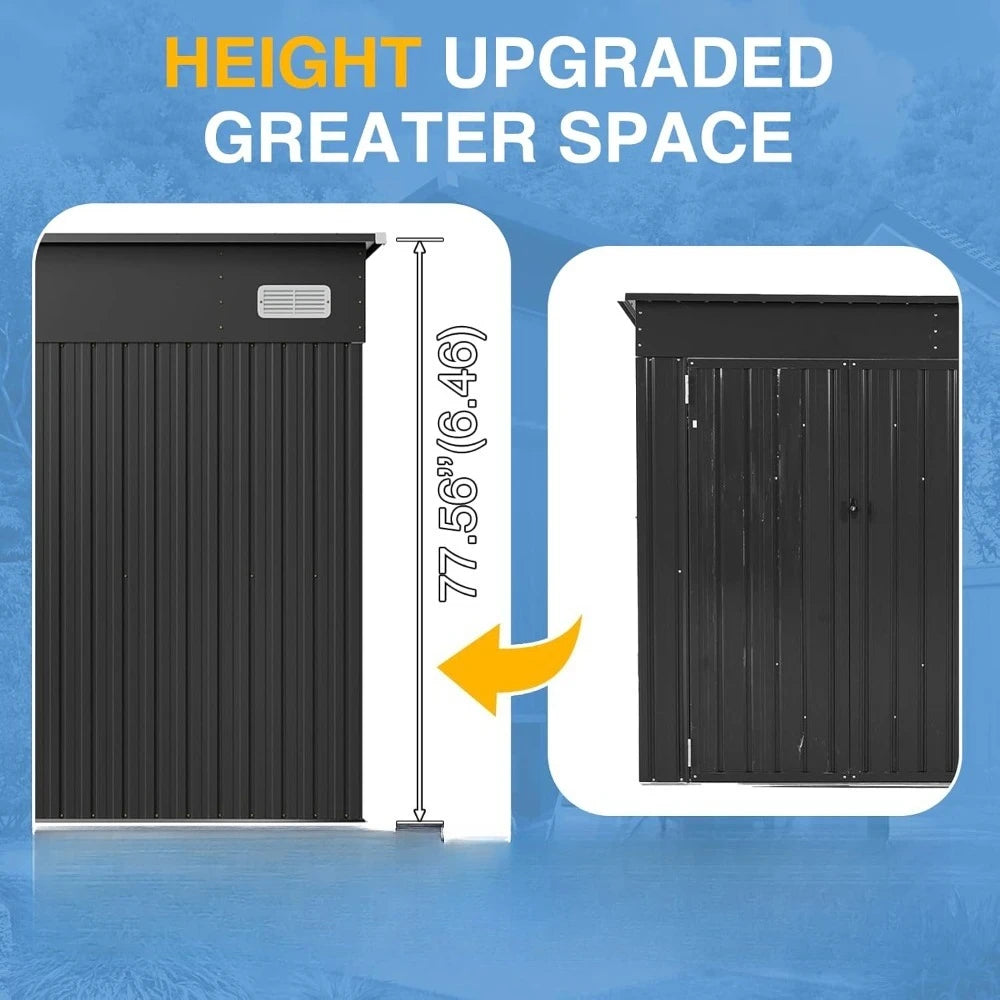 Outdoor Storage Shed With Triple Door Metal Lean To