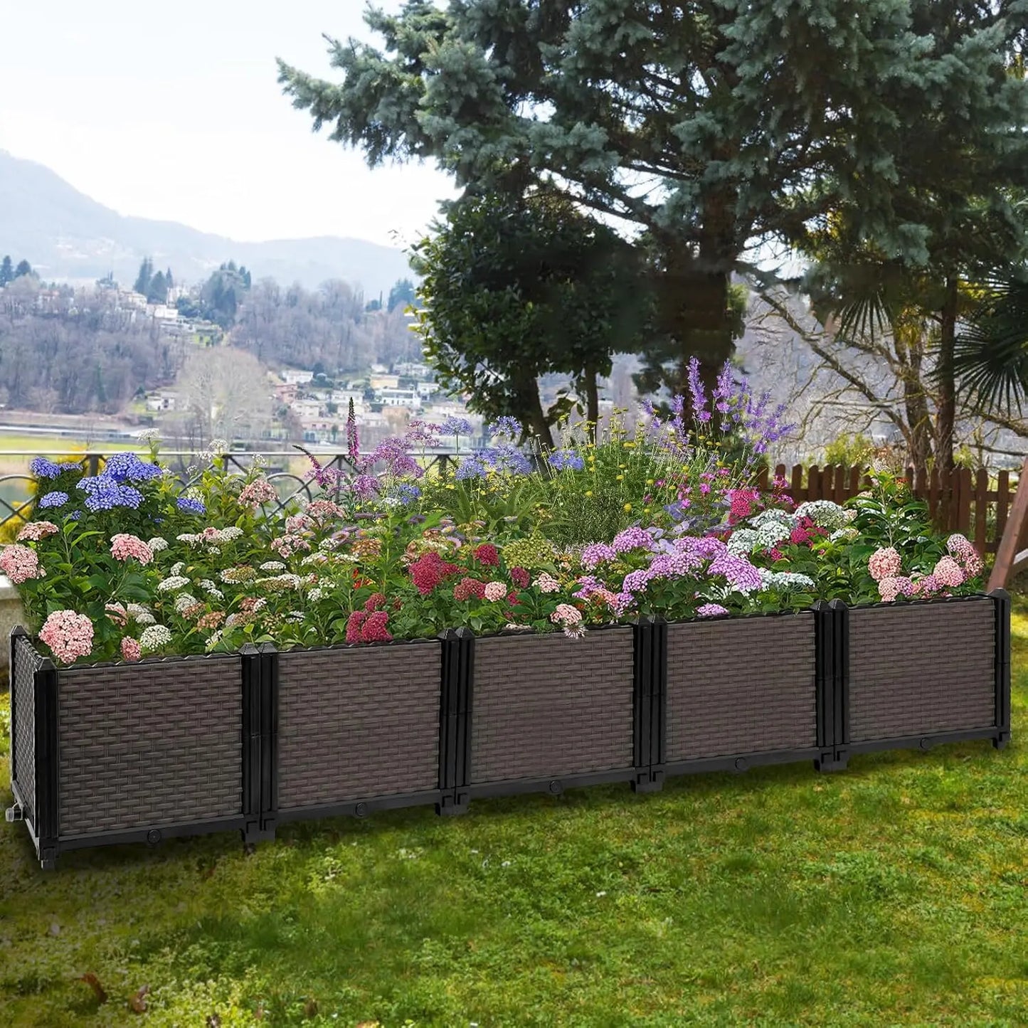 Self Watering Raised Garden Planter Box For Outdoor Use