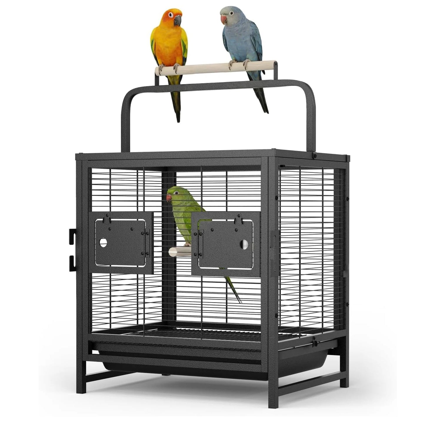 HiMISS Portable Bird Cage With Wooden Perch And Removable Tray