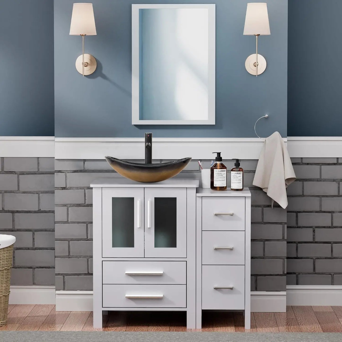 XIAOLANG Modern Bathroom Vanity Cabinet With Vessel Sink
