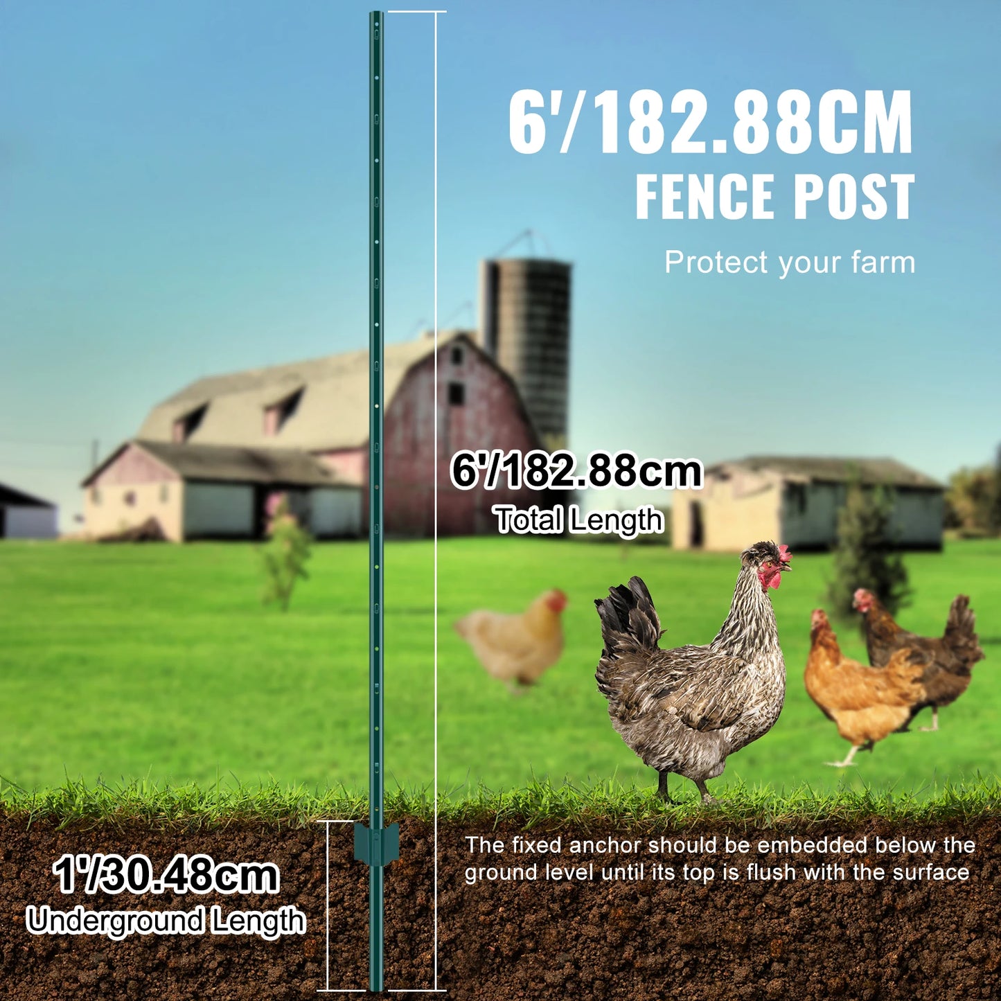 SucceBuy Fence Post TPost Heavy Duty Steel Stakes For Garden