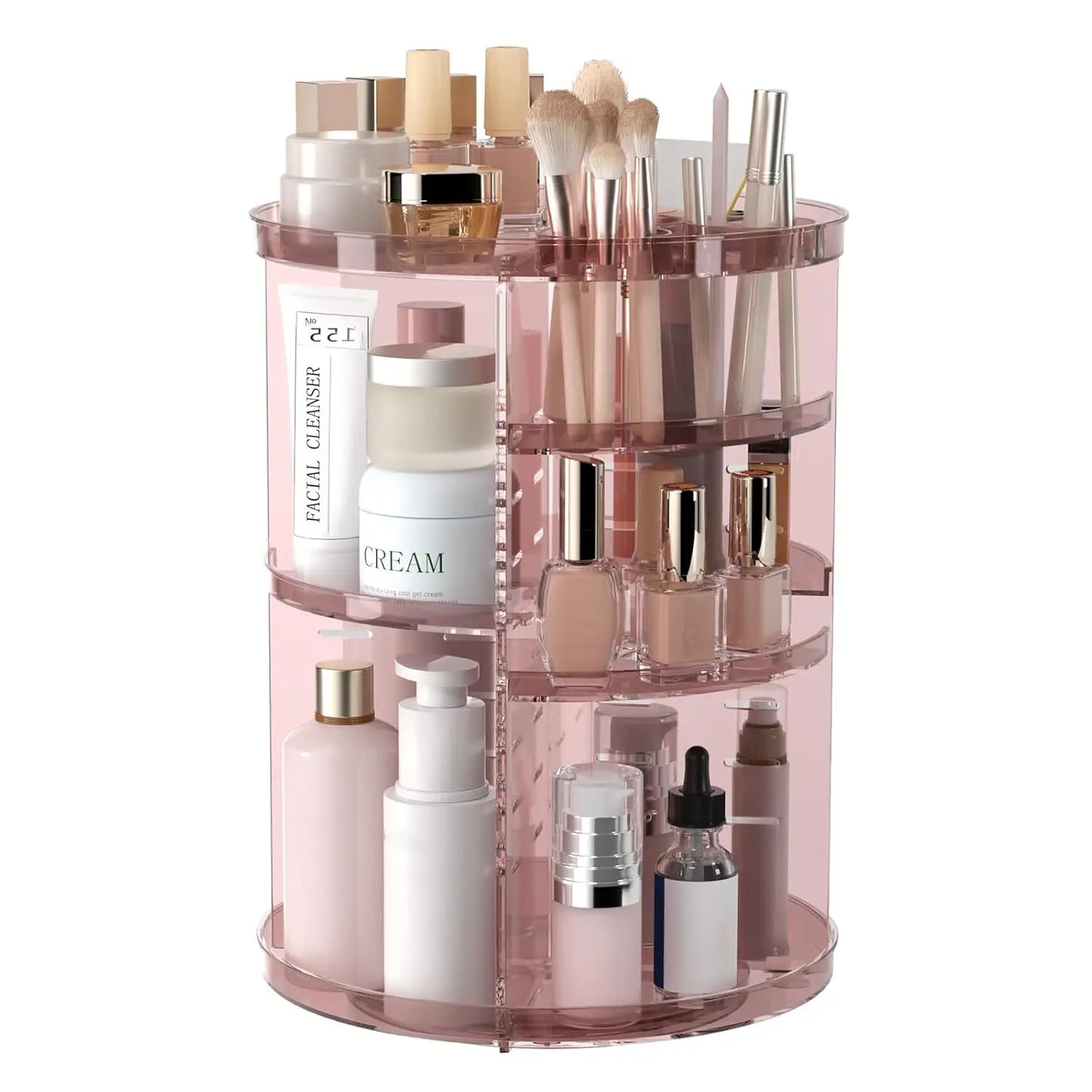 Rotating Makeup Organizer 8-Layer Spinning Cosmetic Storage With Brush Holder