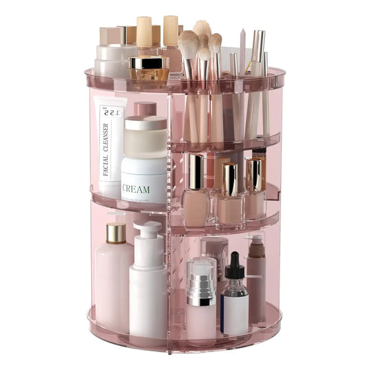 Rotating Makeup Organizer 8-Layer Spinning Cosmetic Storage With Brush Holder