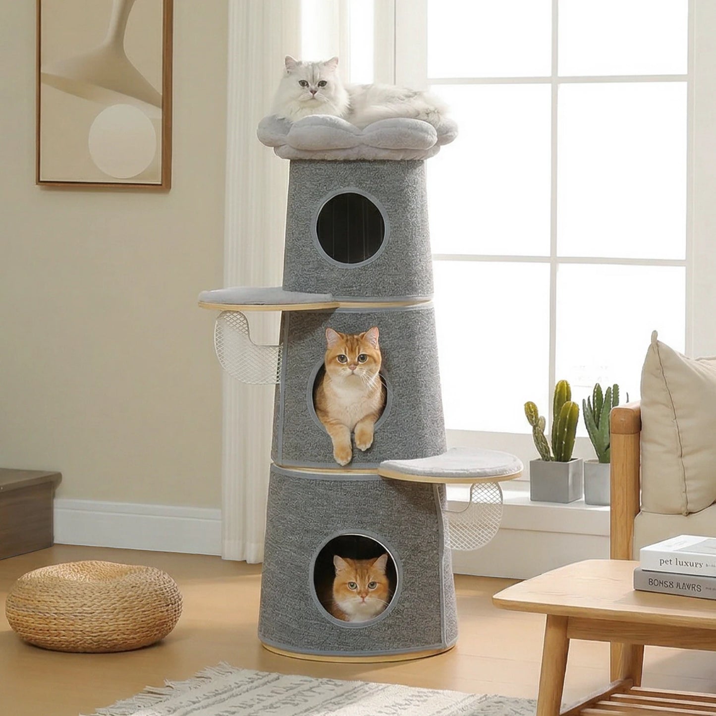 PAWZ Road Modern Cat Tree With Condos Multi Level Indoor Cat Furniture