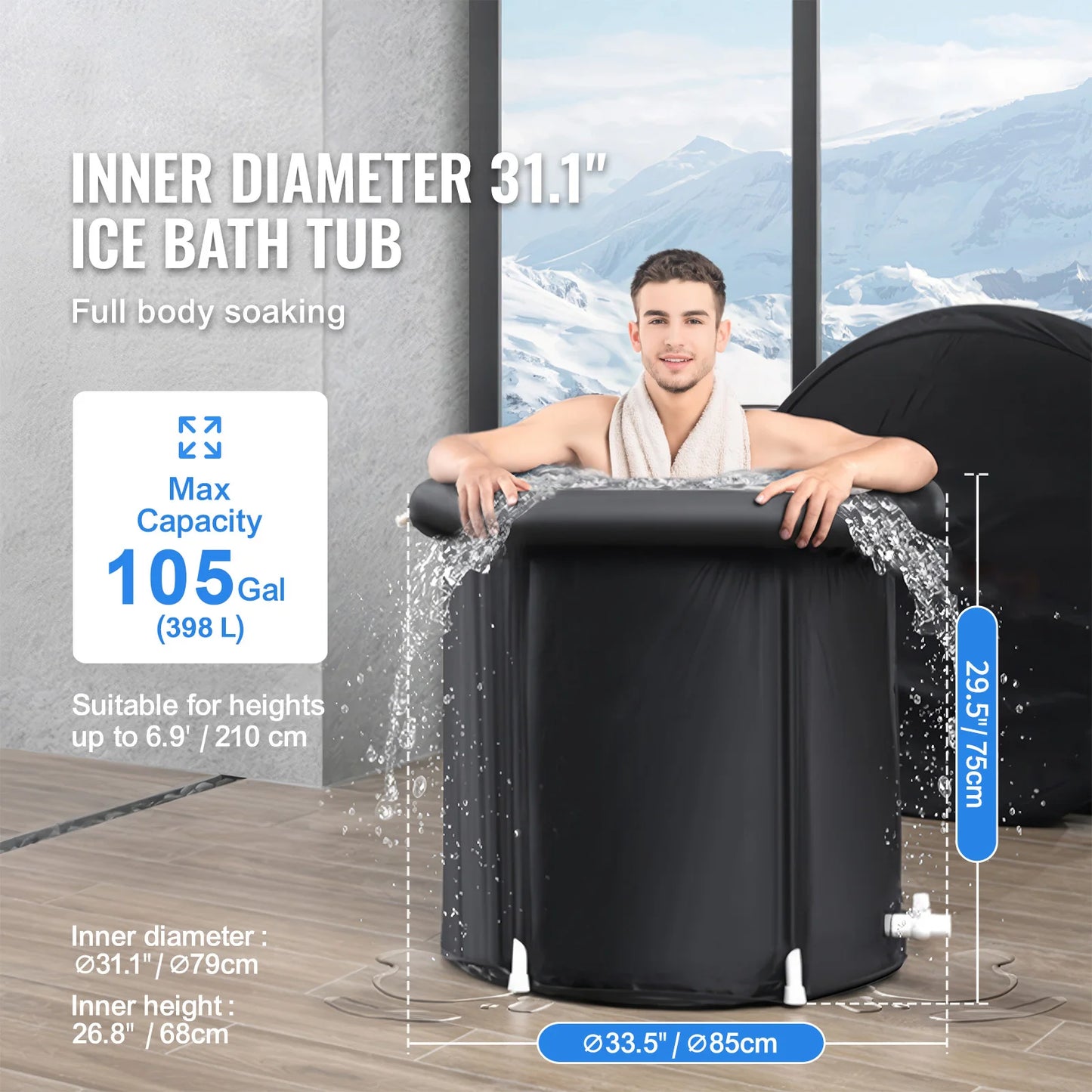 SucceBuy Inflatable Ice Bath Tub For Cold Water Therapy Plunge