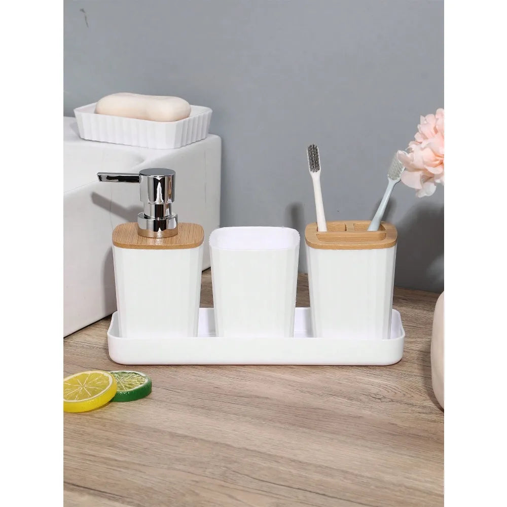 Bathroom Accessories Set With Shower Dispenser And Toilet Brush