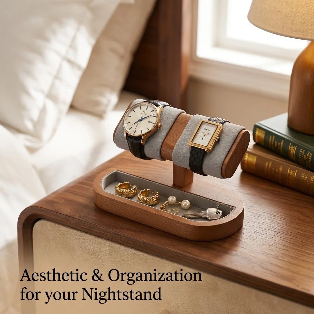 Oirlv Wooden Watch Display Stand And Jewelry Organizer Rack