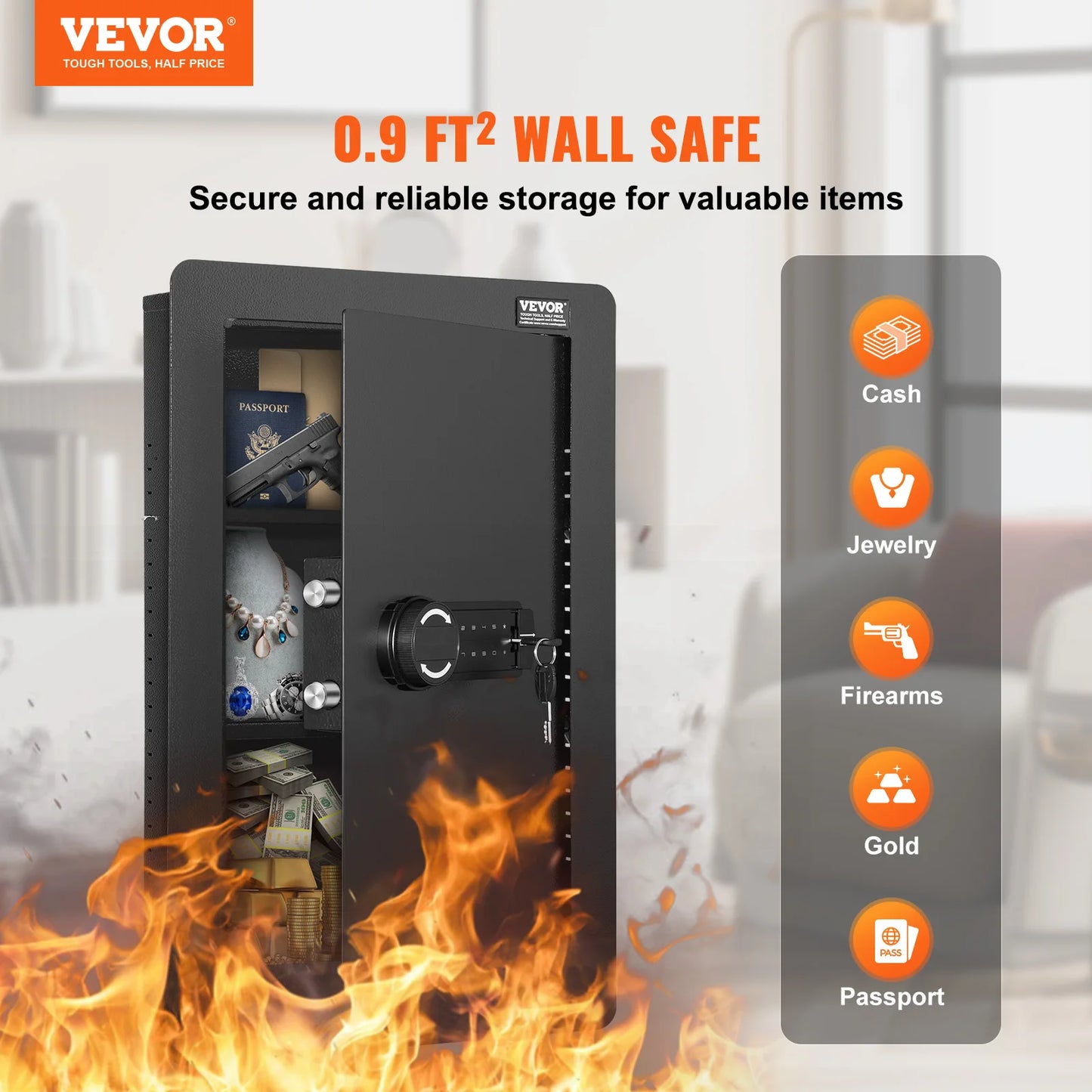 SucceBuy 3/4-Tier Hidden In-Wall Safe With Keypad For Money Jewelry Passport