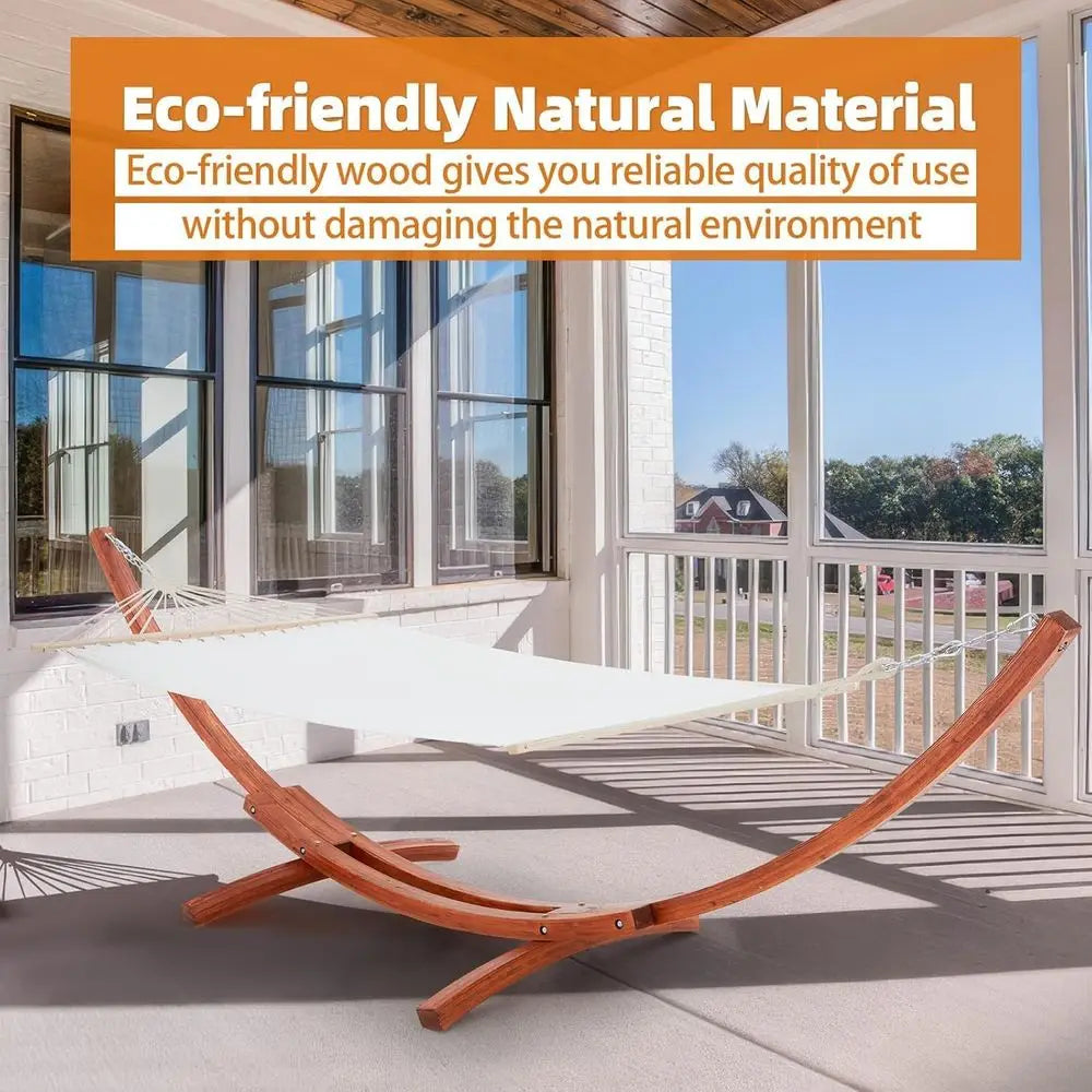 Heavy Duty 2 Person Hammock With Wooden Garden Stand