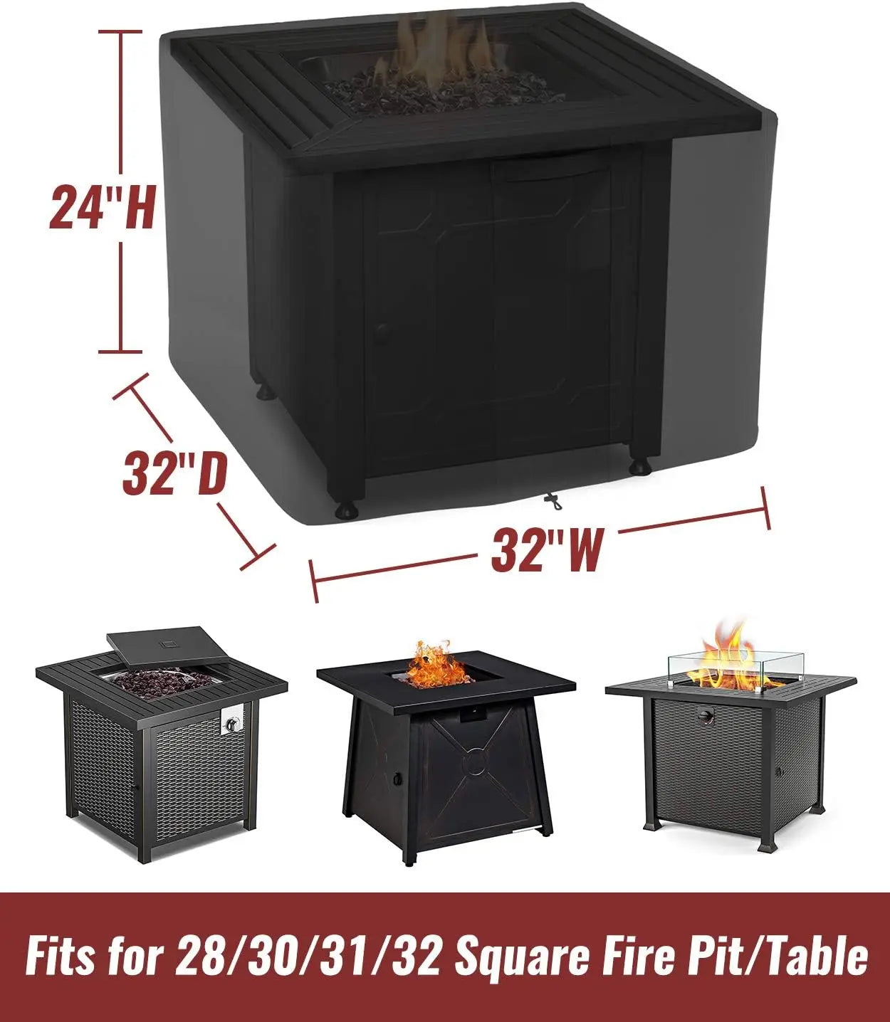 Square Fire Pit Cover For Propane Fire Pit Table Weatherproof