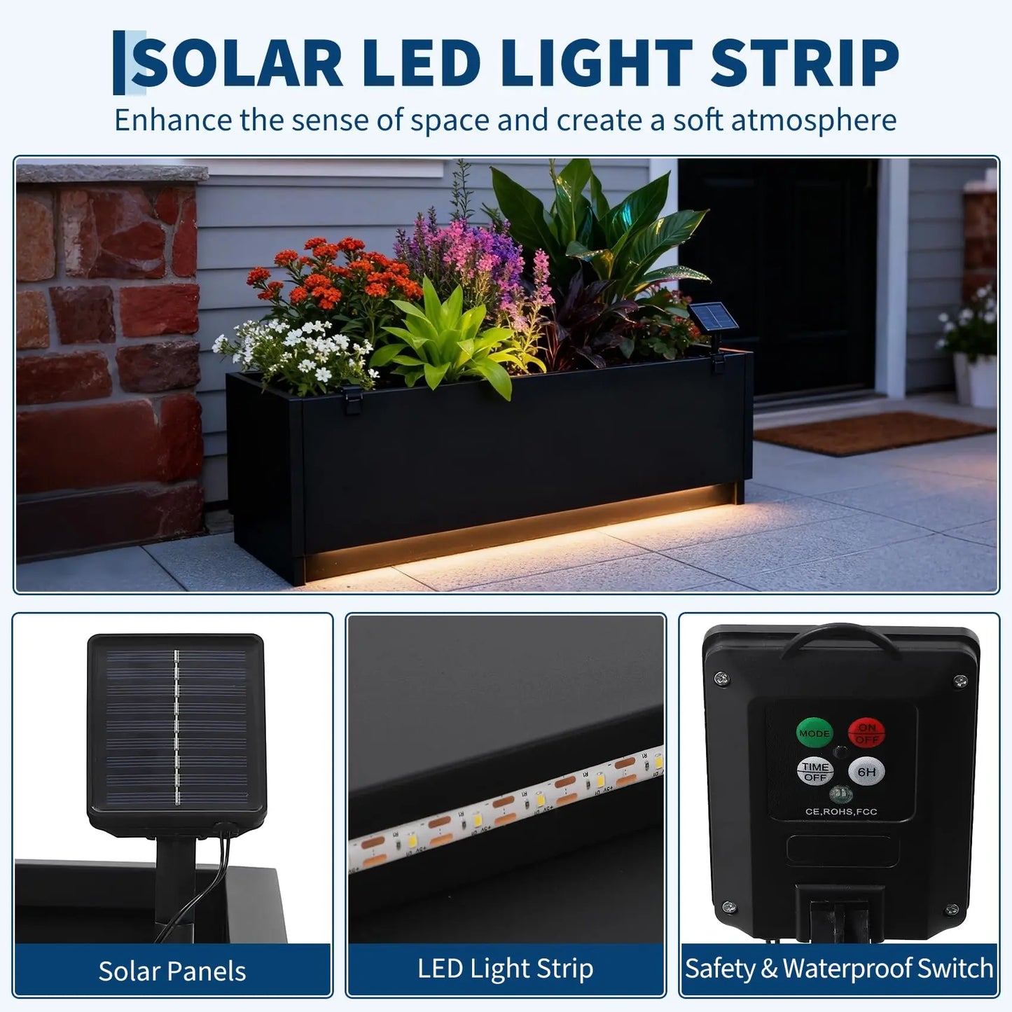 HiMISS Led Metal Planter Box With Light Strips