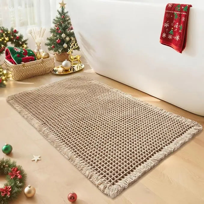 Non Slip Waffle Bath Mat Set, Super Absorbent, Machine Washable