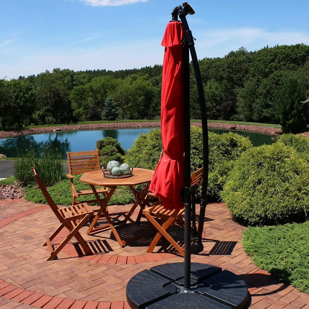 Solar Cantilever Patio Umbrella With LED Lights