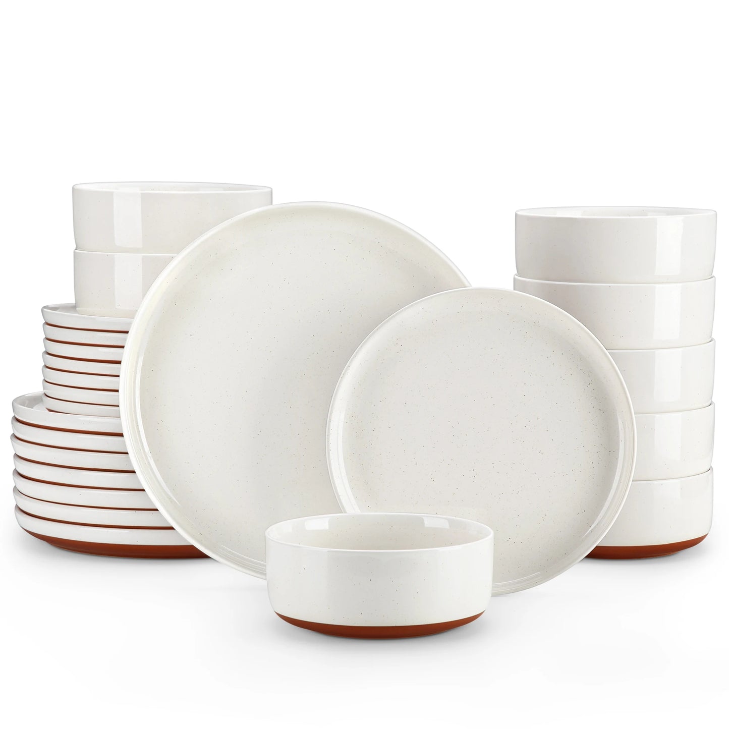 MALACASA Tara Stoneware Dinnerware Set With Curved Edge