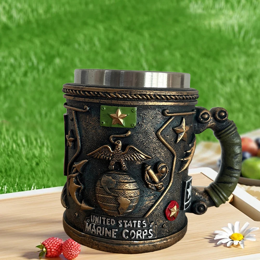 American Commemorative Mug Decorative 3D Relief For Veterans Marine Corps