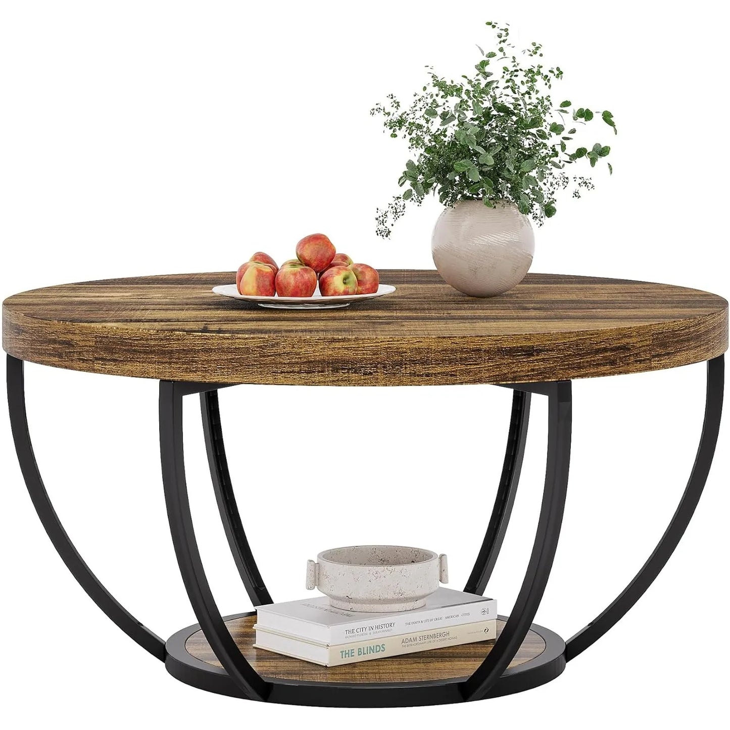 Little Tree Marble Coffee Table With Metal Legs Open Storage