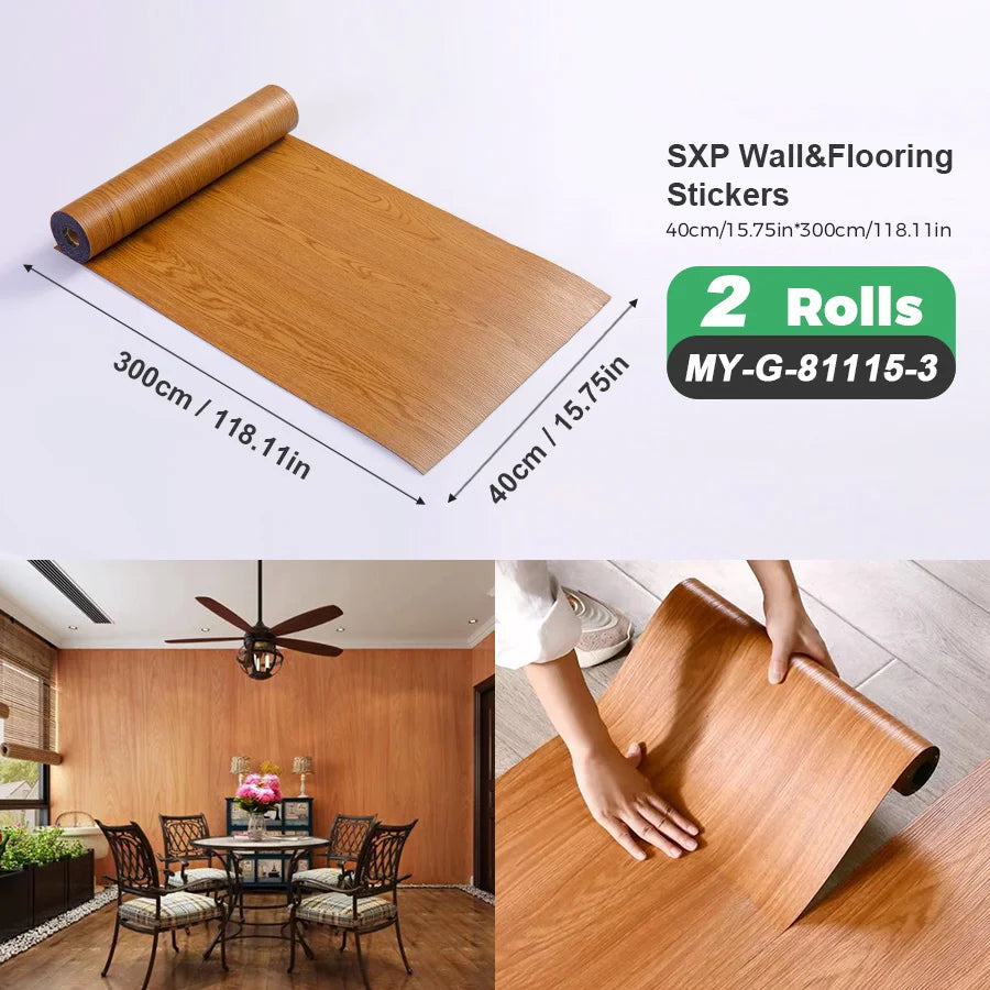 Self-Adhesive Wall and Floor Sticker Wood Grain Marble Design Wallpaper