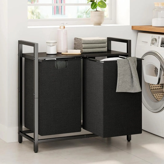 Laundry Basket Organizer With Shelf And Removable Bags