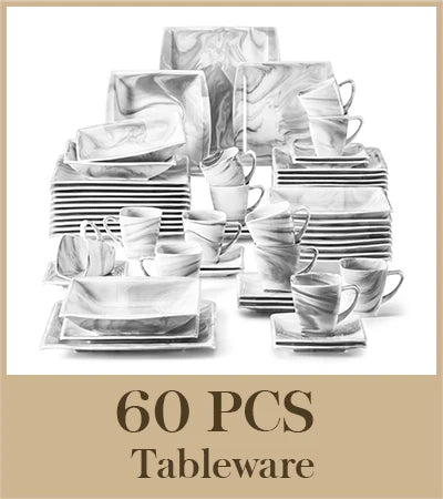 MALACASA Porcelain Dinnerware Set Service For 12 Elegant Everyday