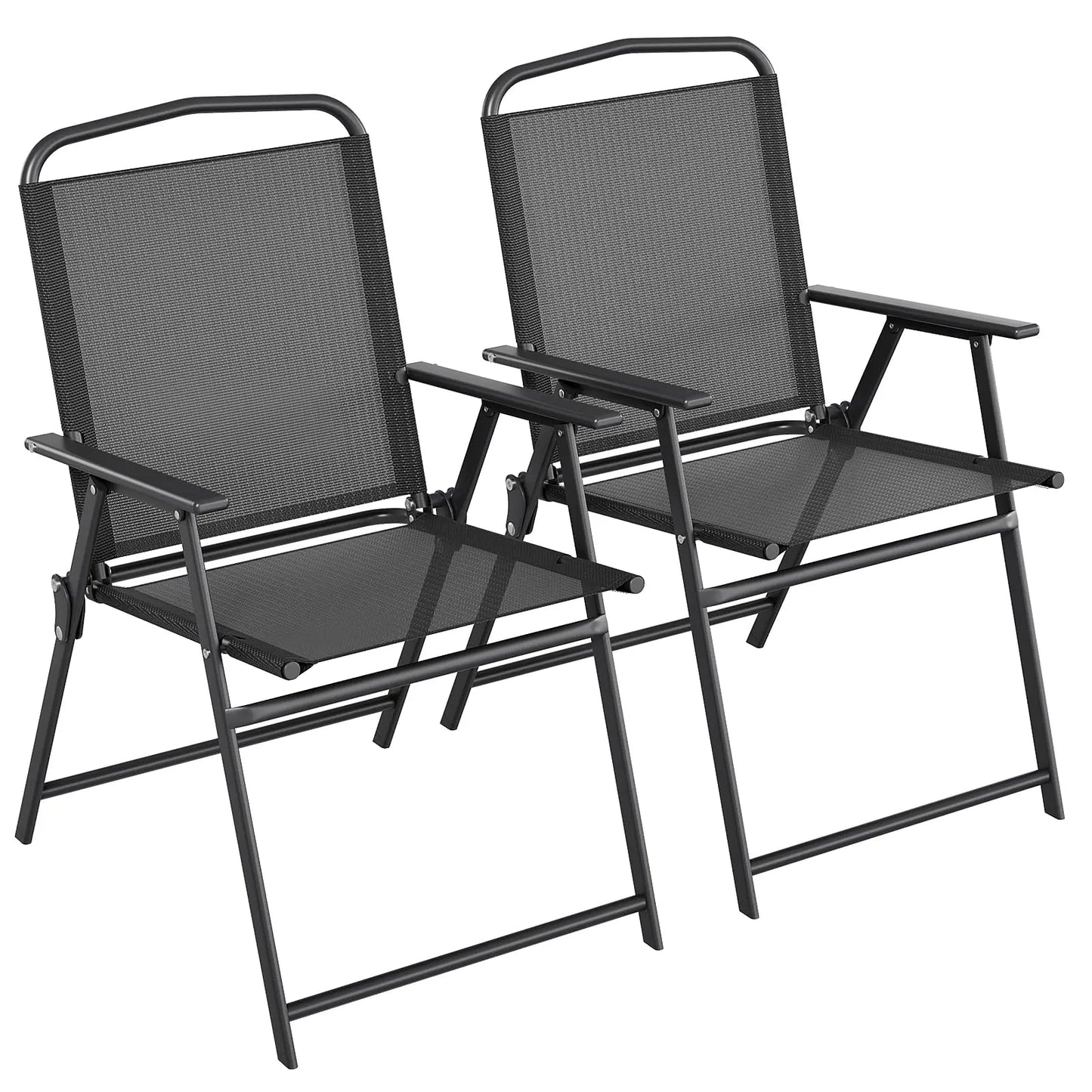 Patio Folding Chairs Outdoor All Weather Textilene Seat Steel Frame