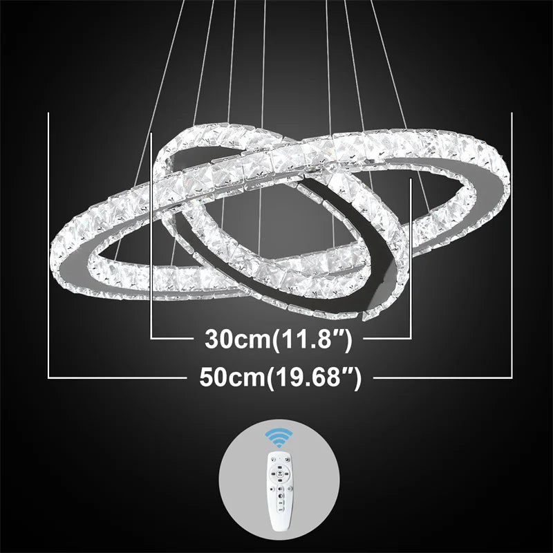 GreeLustr Modern Crystal Led Chandelier Dimming Remote Control Ceiling Lamp