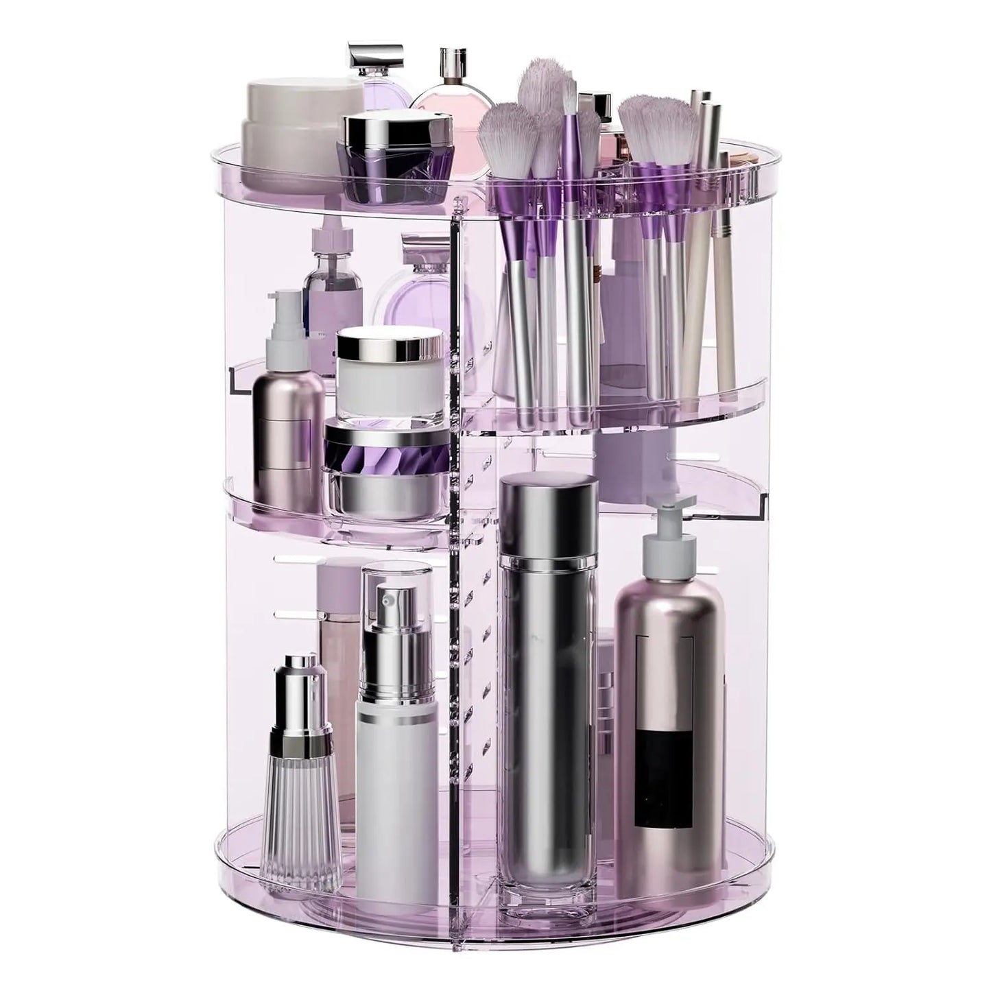 Rotating Makeup Organizer 8-Layer Spinning Cosmetic Storage With Brush Holder