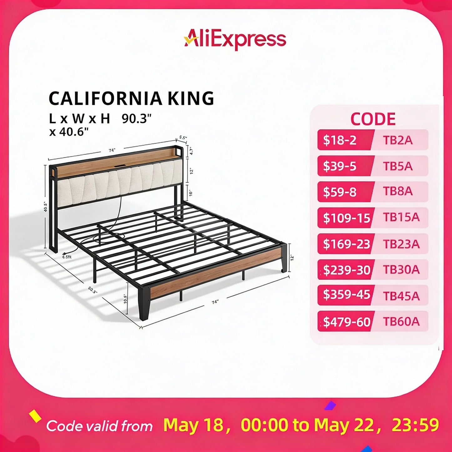 LIKIMIO Bed Frame With Storage Headboard And Charging Station