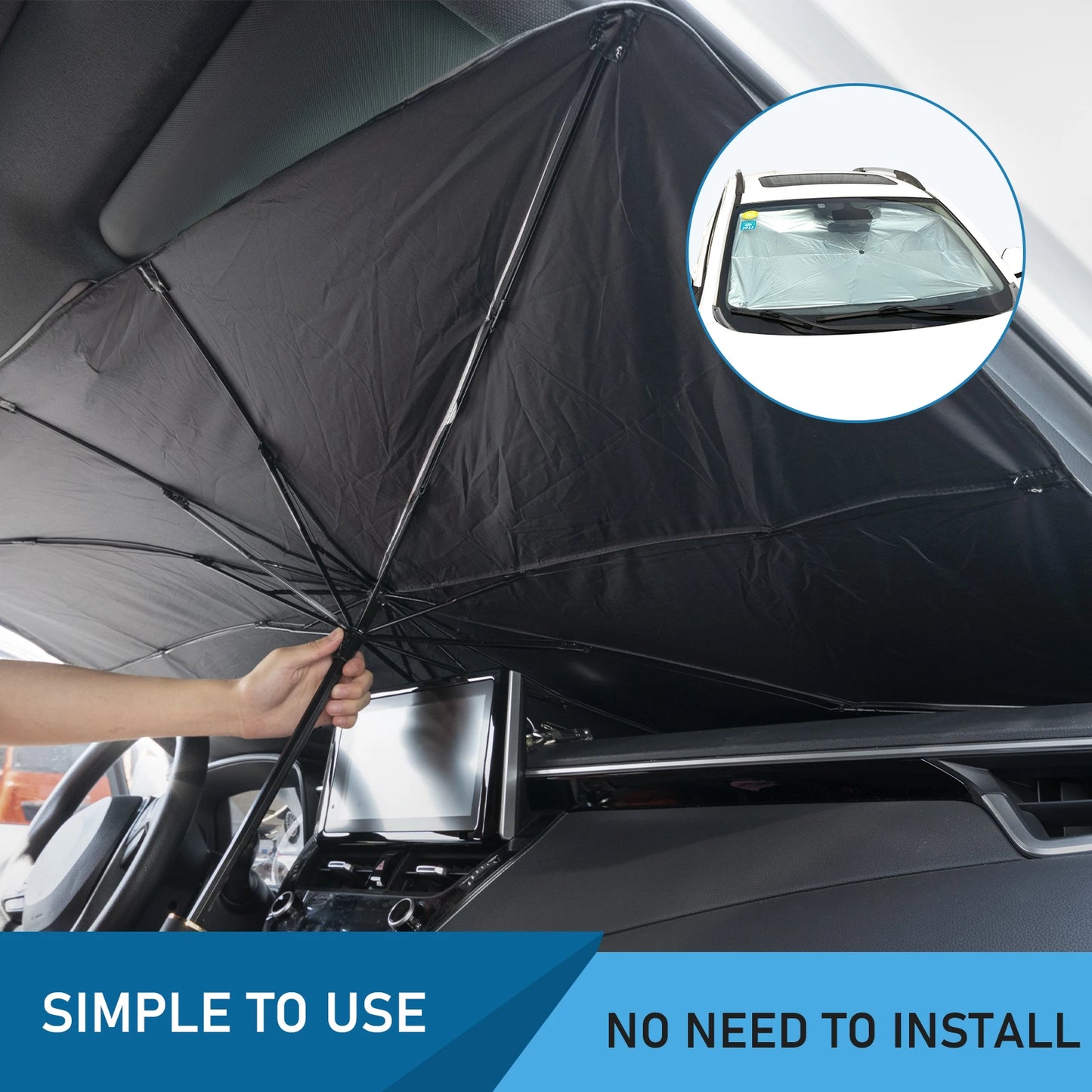 XUKEY Foldable Car Windshield Sun Shade Umbrella UV Cover