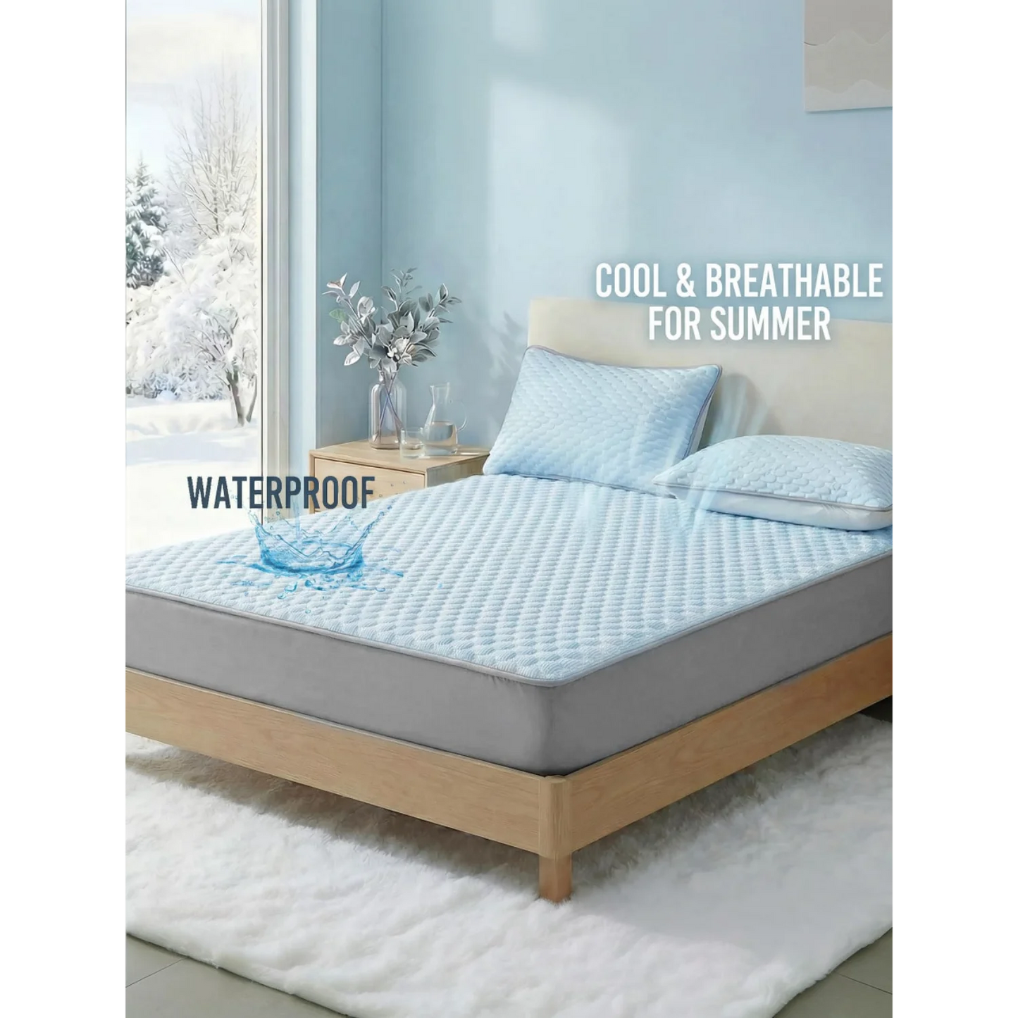 Waterproof Fitted Sheet Mattress Protector Set With Pillowcases