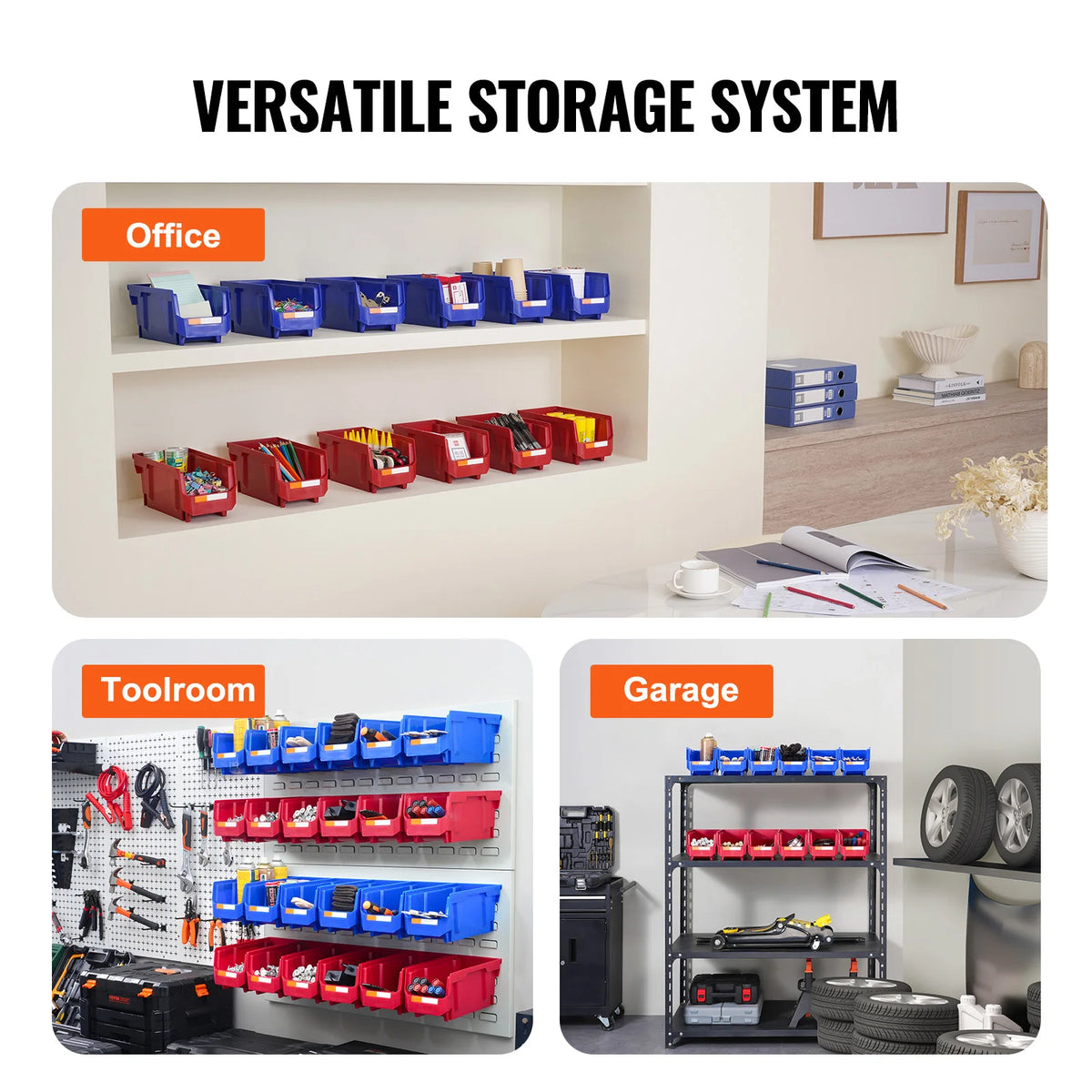 SucceBuy Stackable Plastic Parts Bin Storage Box Organizer Garage Tools