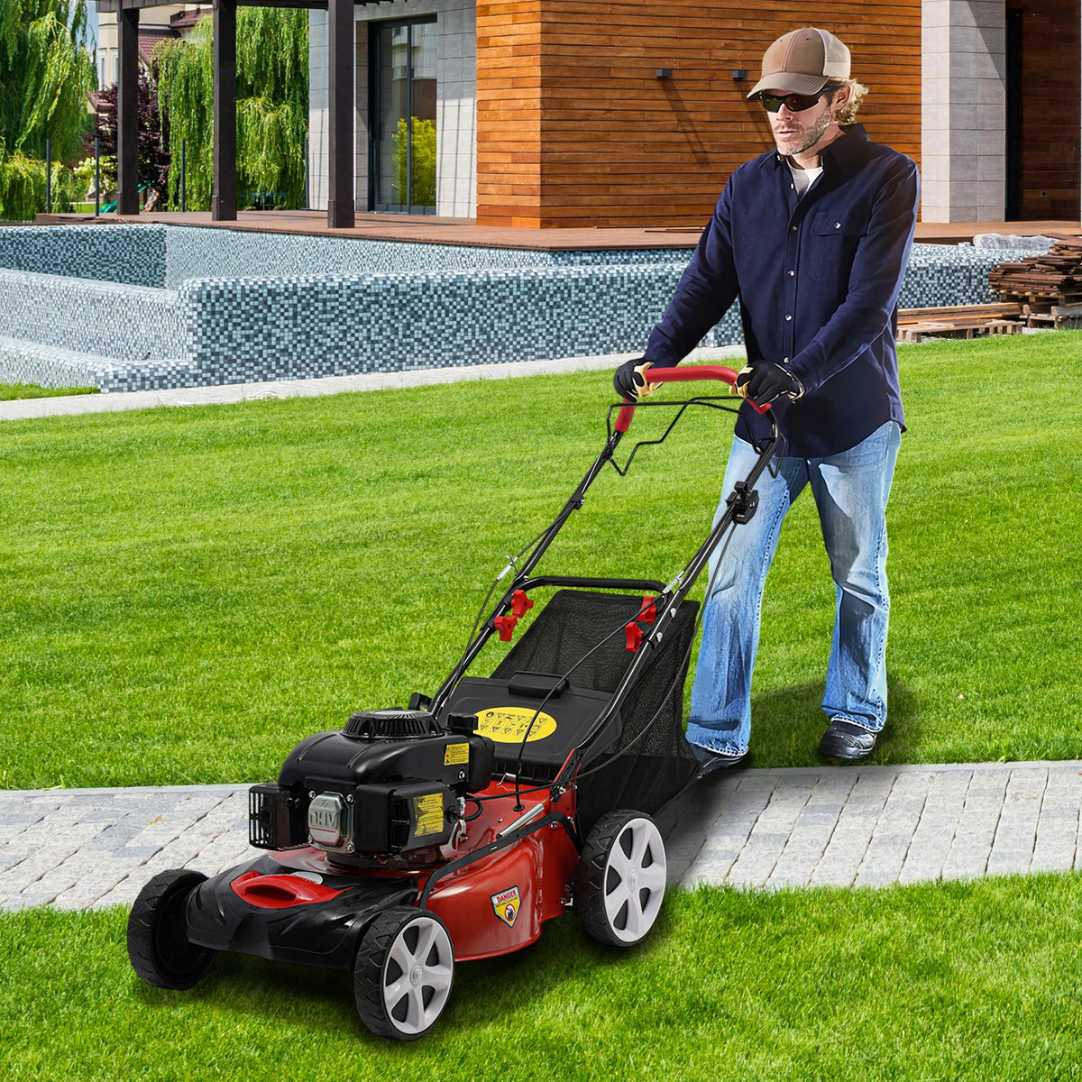 Self Propelled Gas Powered Four Stroke Walk Behind Lawn Mower