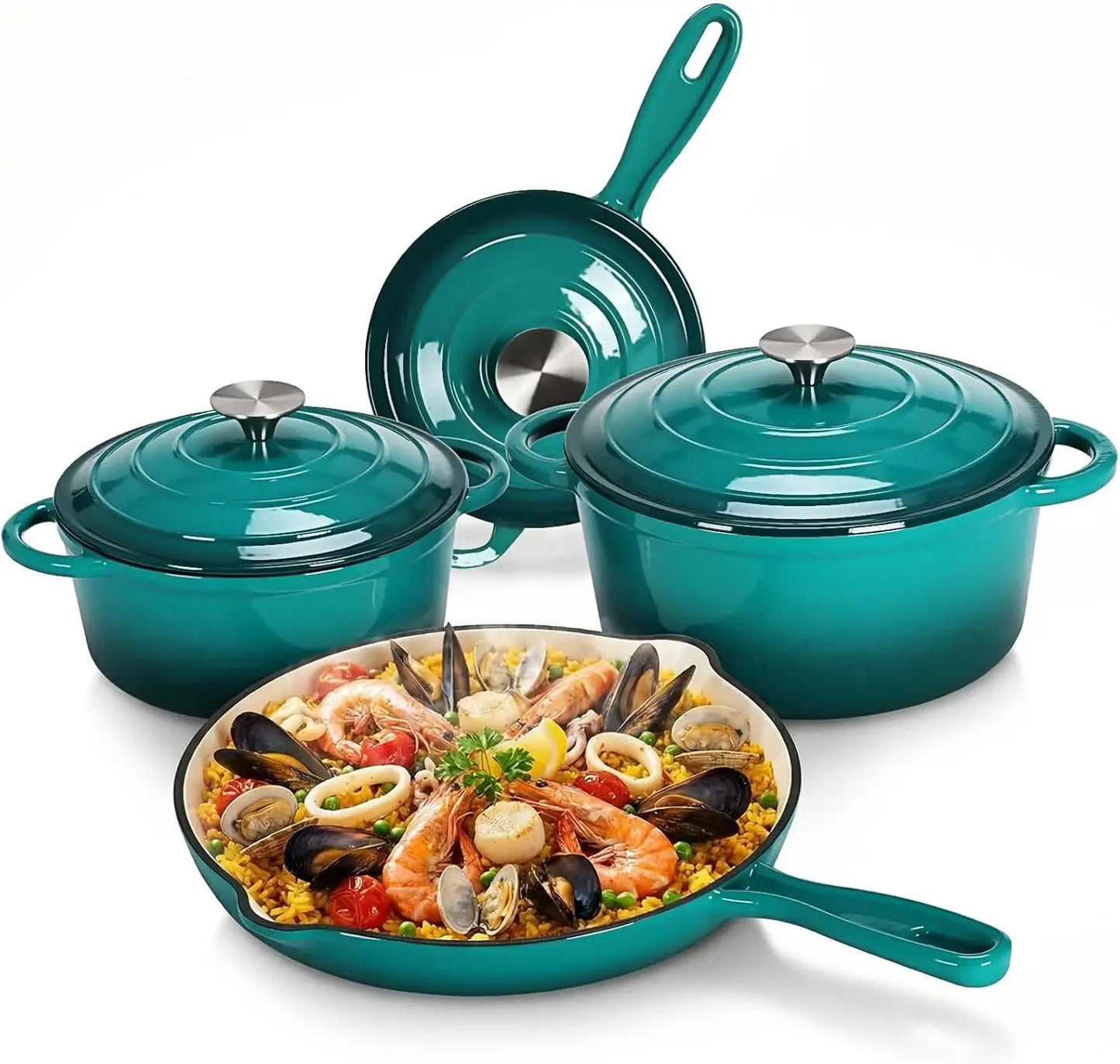 Nonstick Enameled Cast Iron Cookware Set For Induction Cooking