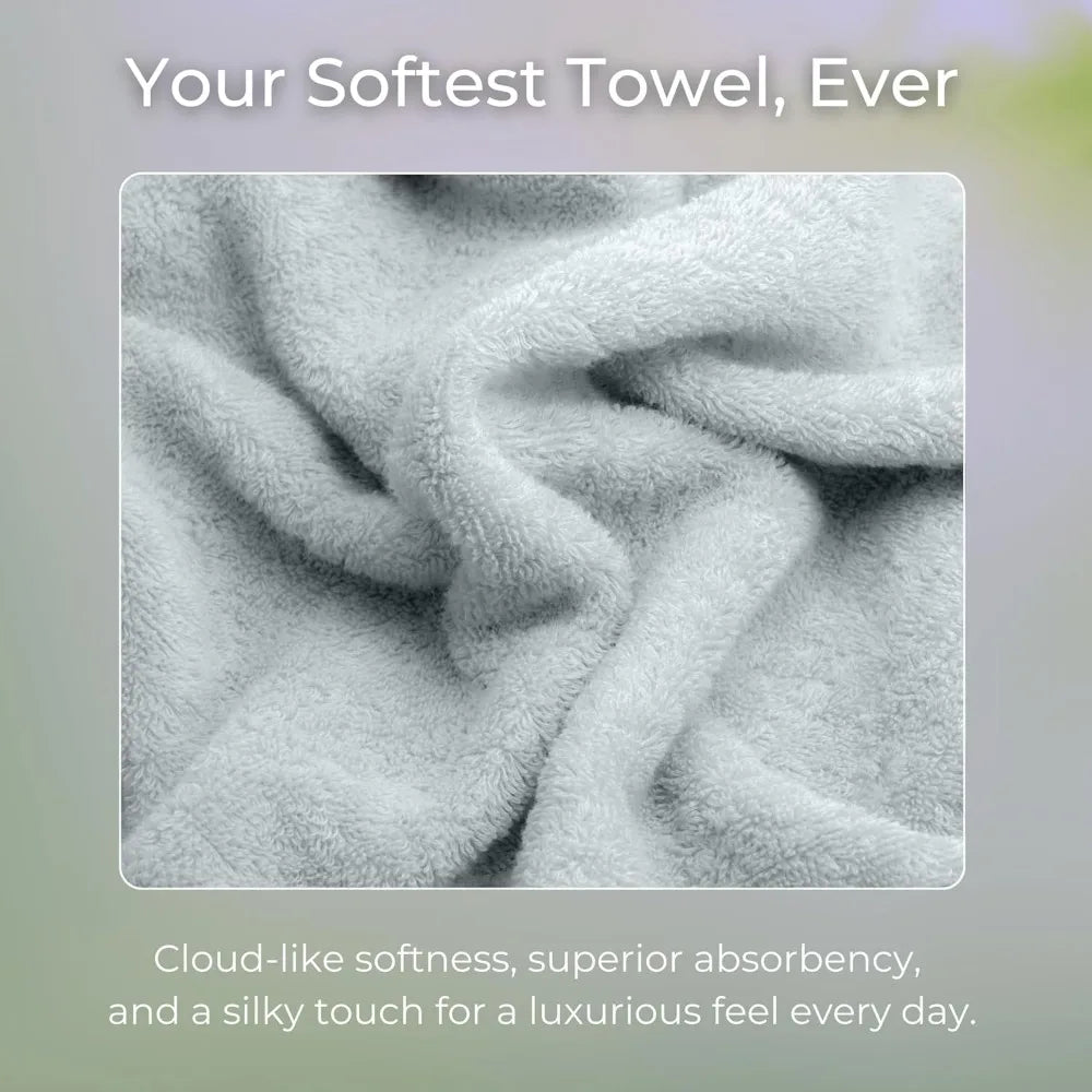 Bamboo Bath Towels Set Of 6 Super Absorbent Quick Dry