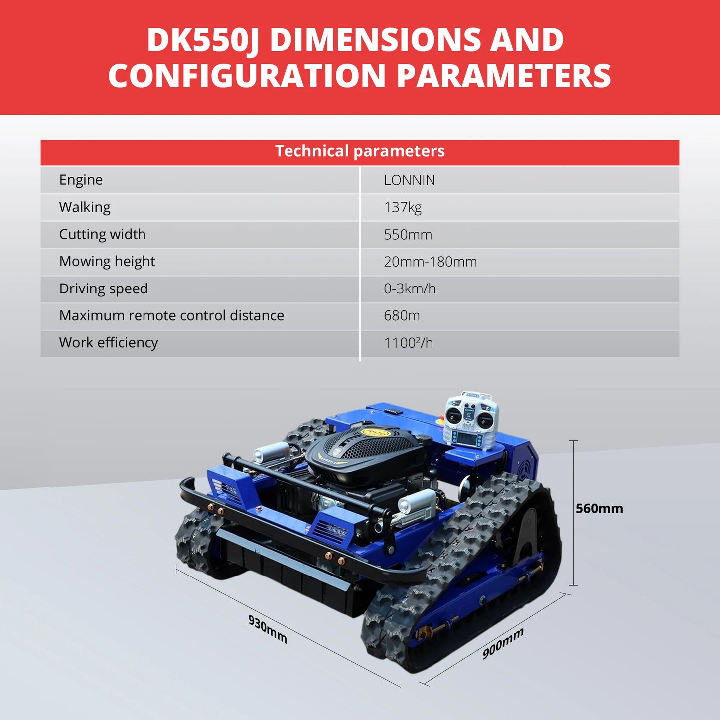R550 Smart Remote Lawn Mower For Heavy Duty Lawn Care