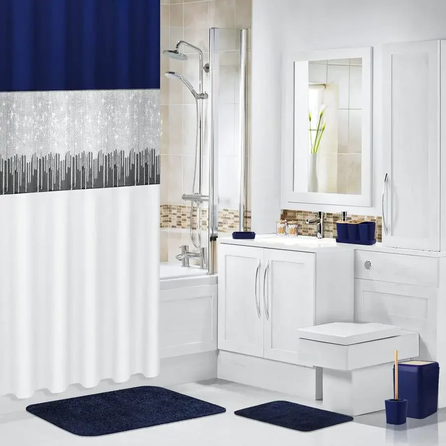 XMSJ Bath Accessory Set With Sequin Shower Curtain