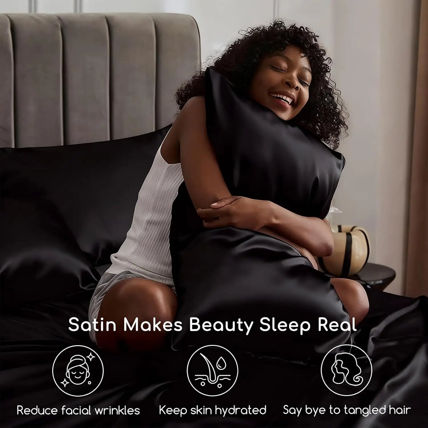 Satin Bed Sheets Set With Deep Pockets And Corner Straps