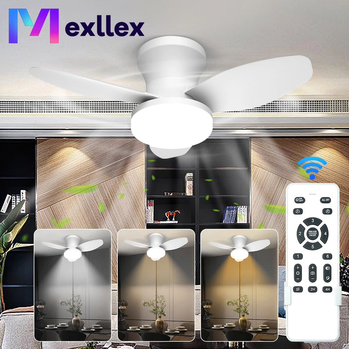 Mexllex 6-Speed LED Ceiling Fan With Remote And Light