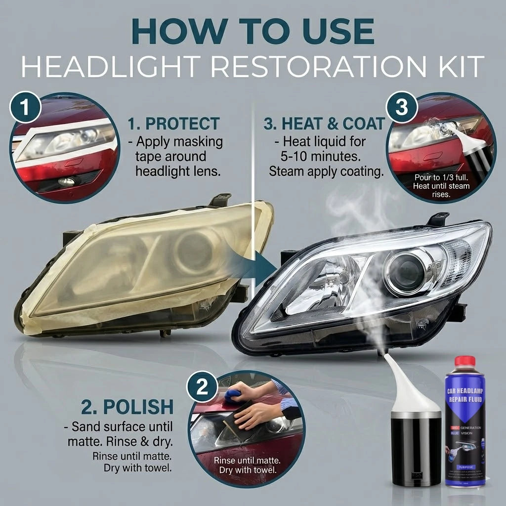 Car Headlight Restoration Kit With Atomizing Cup 110V