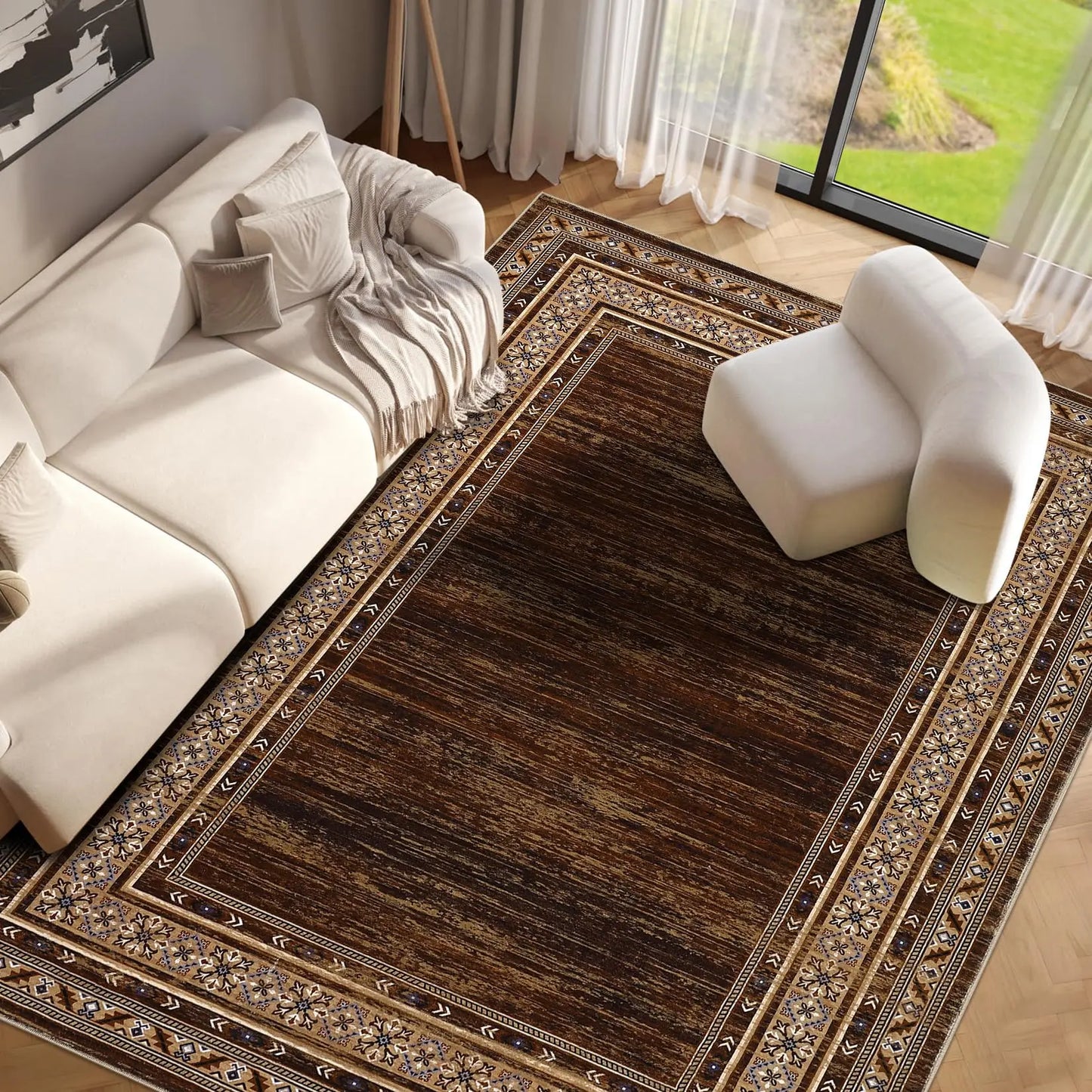 Modern Washable Area Rug With Soft Non Slip Texture