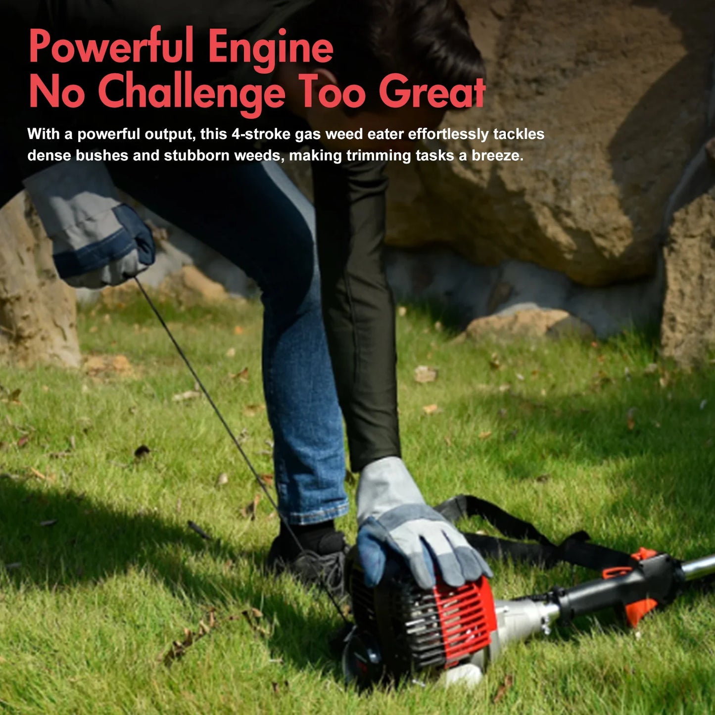 4 Stroke Gas Weed Eater Straight Shaft Trimmer High Power