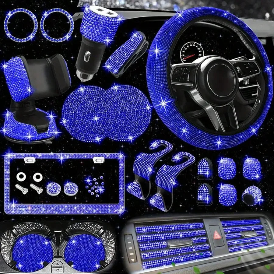 Femme Style Artificial Diamond Steering Wheel Cover Set
