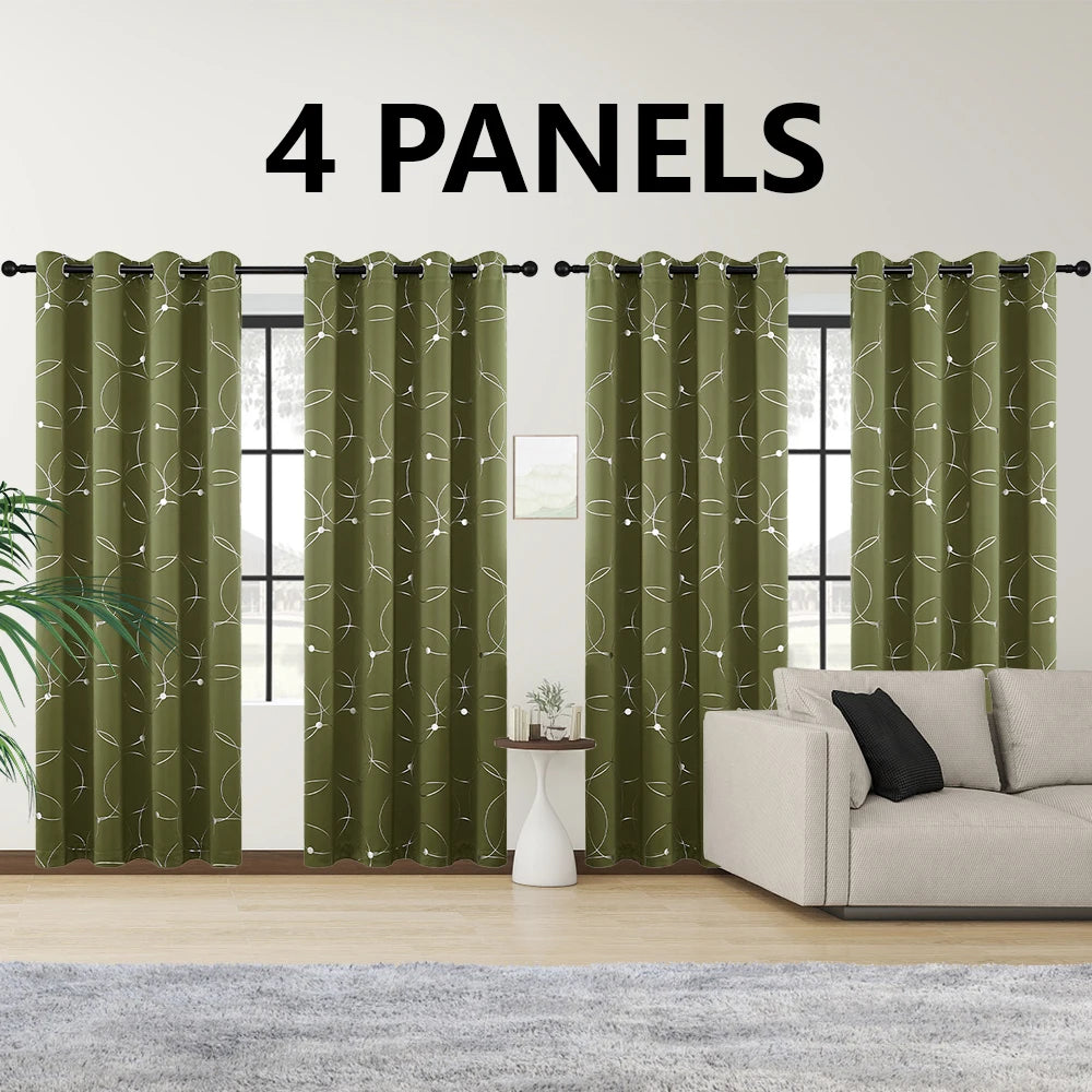 Blackout Curtain Set 4 Panels Thermal Insulated For Bedroom