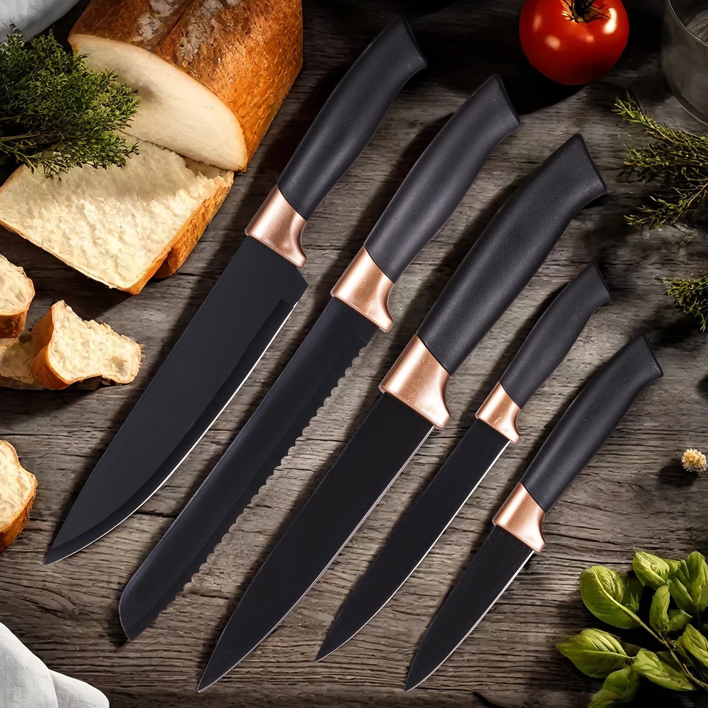 Professional Kitchen Knife Set With Silicone Utensils And Cutting Board