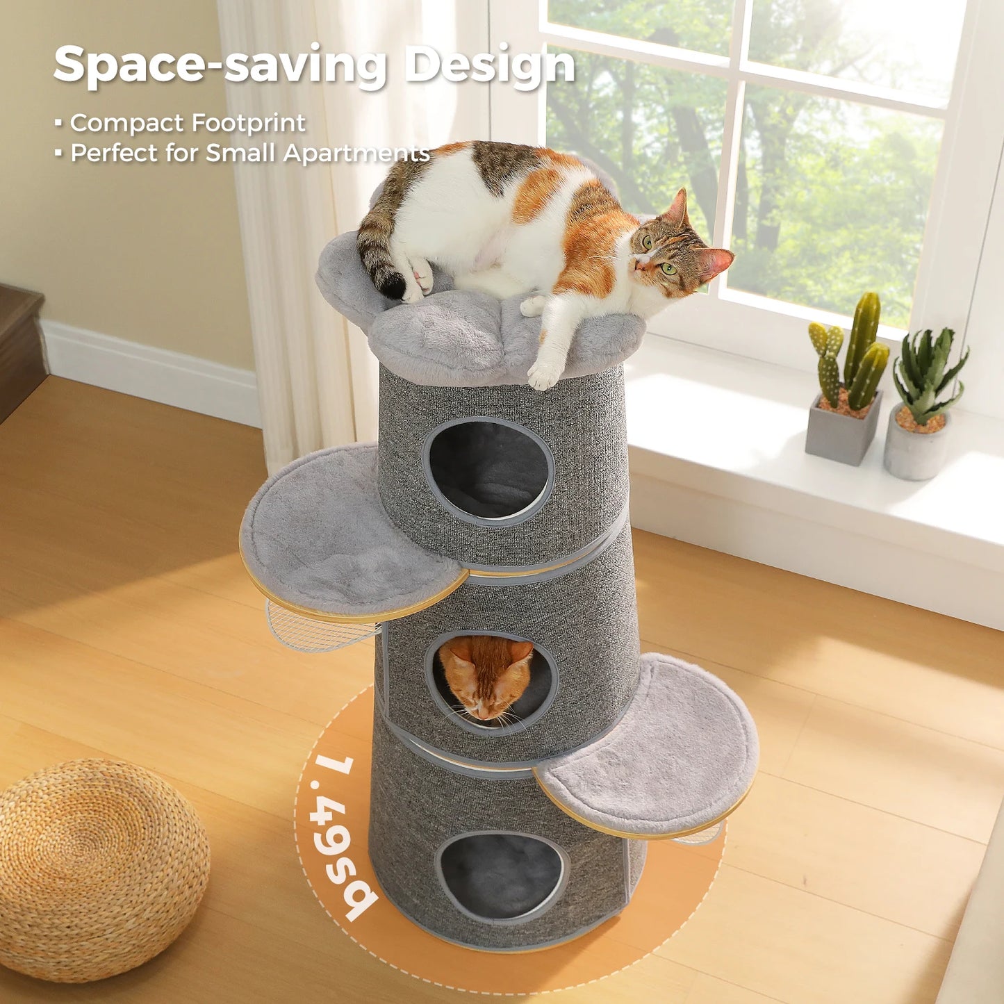 PAWZ Road Modern Cat Tree With Condos Multi Level Indoor Cat Furniture